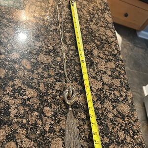 Silver Knot Pendant Necklace with Tassel